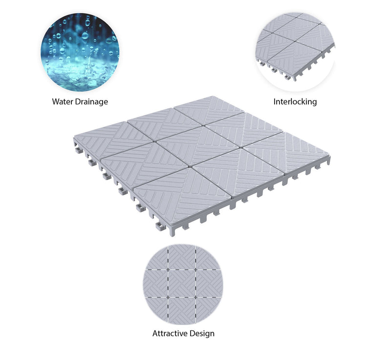 Pure Garden Deck Tiles 12-PK Interlocking PatioTiles — View 3