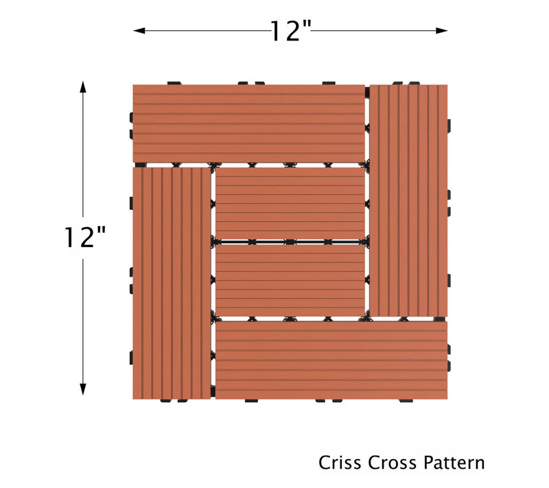 Pure Garden Interlocking Criss-Cross Pattern Deck Tiles — View 2