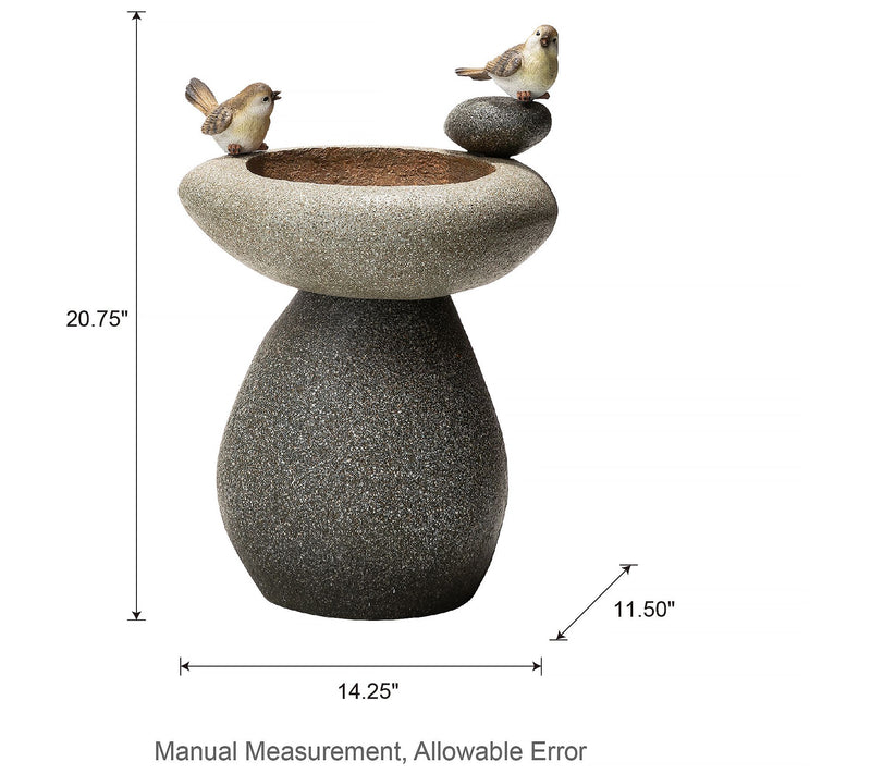 Glitzhome 20'' Zen-Style Faux Stone Texture Birdbath Fountain — View 4