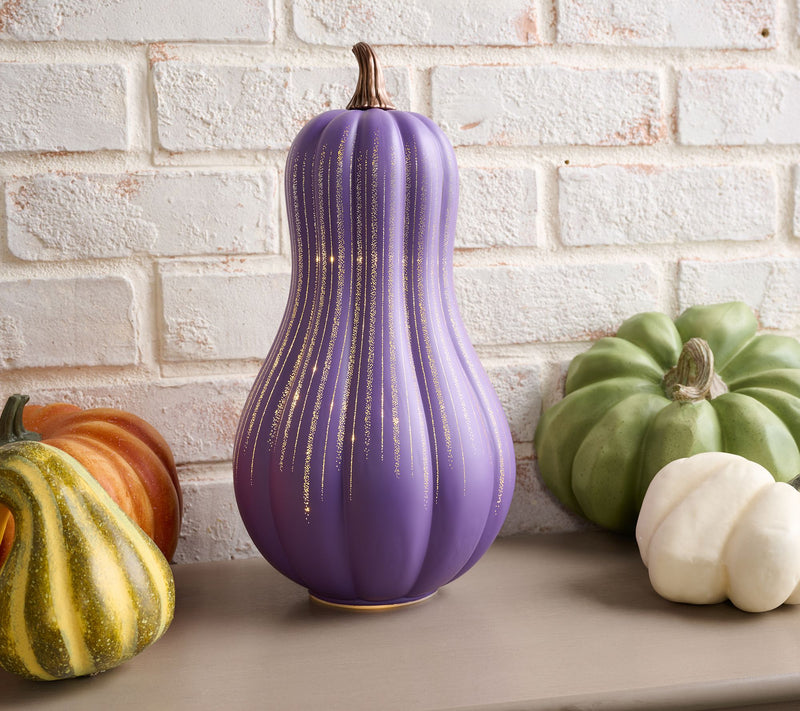 13" Illuminated Starry Night Glass Gourd by Valerie — View 17