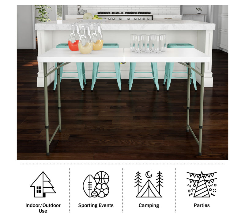 Lavish Home Adjustable Folding Table 4-Foot Utility Table — View 5