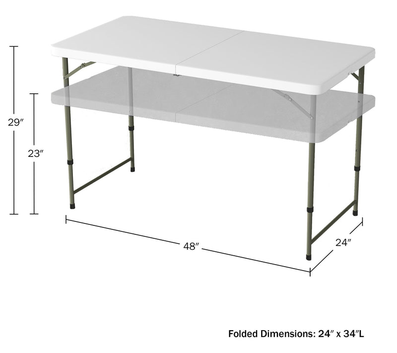 Lavish Home Adjustable Folding Table 4-Foot Utility Table — View 2