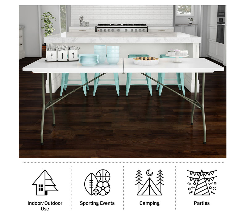 Lavish Home 6-Foot Folding Table Indoor and Outdoor Table — View 5