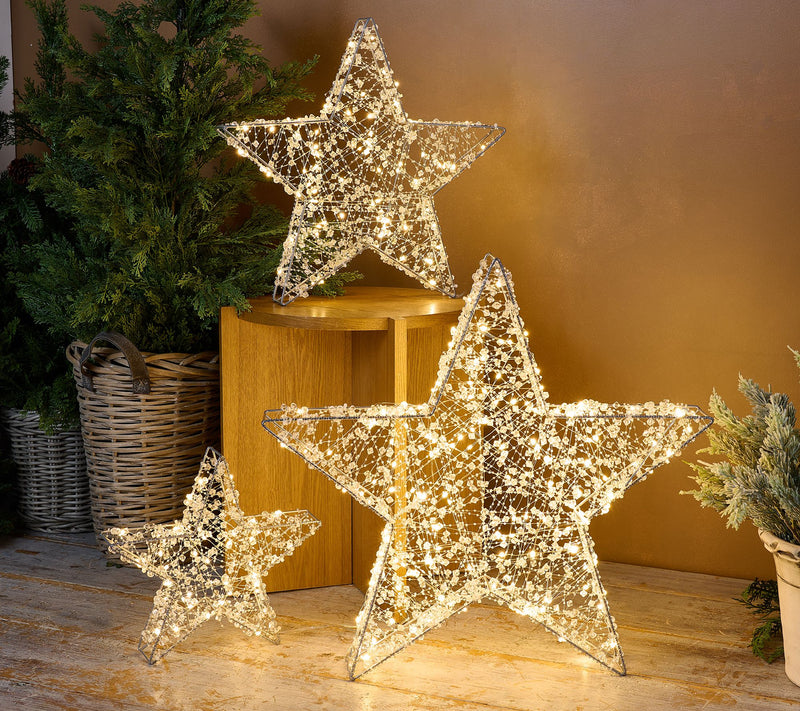 Sister Road by JG Set of 3 Metal Stars with LED Lights & Beads — Main view