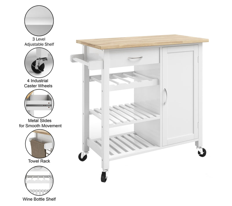 Lavish Home Kitchen Island with Towel Rack andShelves — View 6