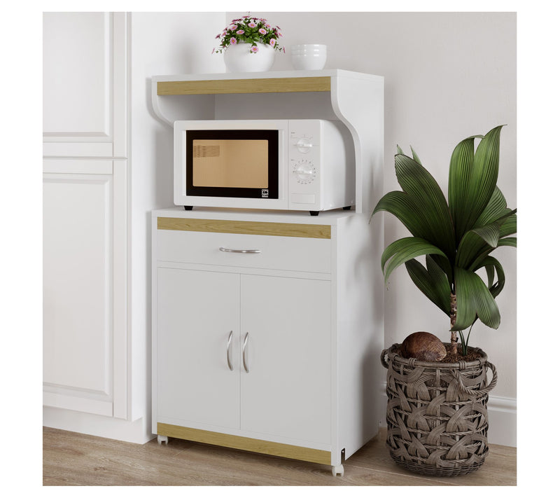 Lavish Home Microwave Stand with Storage Rolling Cabinet — View 10