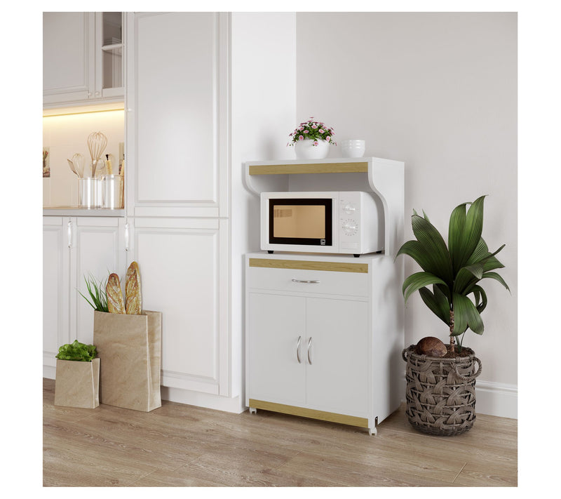 Lavish Home Microwave Stand with Storage Rolling Cabinet — View 7