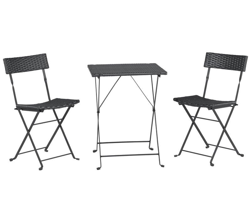 Lavish Home Folding Patio Bistro 3-Piece Rattanand Steel Cafe — View 2