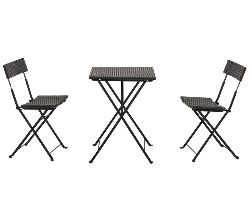 Lavish Home Folding Patio Bistro 3-Piece Rattanand Steel Cafe — View 7