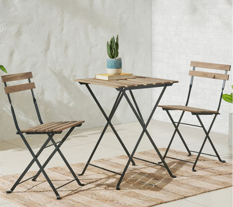 Lavish Home Folding Patio Bistro 3-Piece AcaciaWood Cafe — View 7