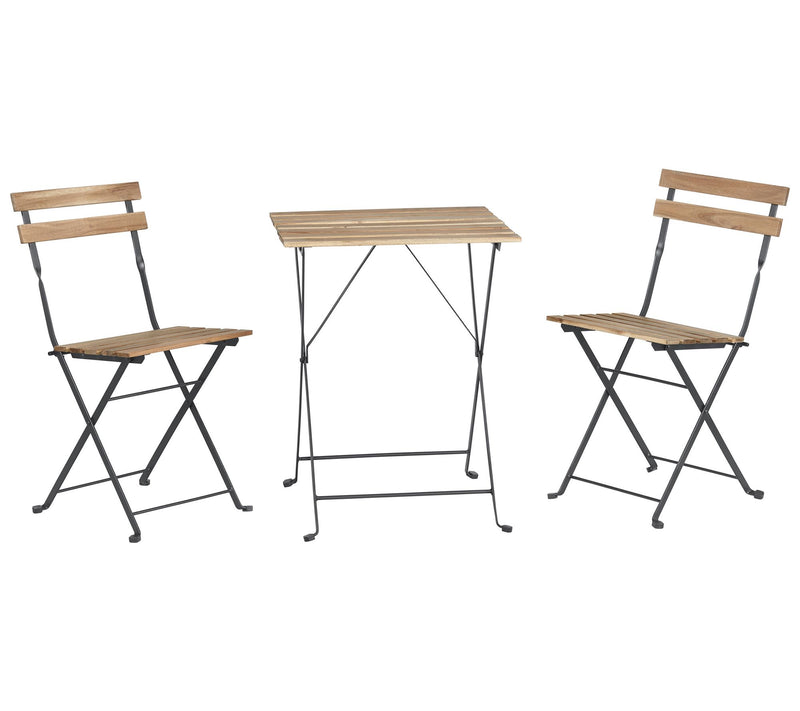 Lavish Home Folding Patio Bistro 3-Piece AcaciaWood Cafe — View 2