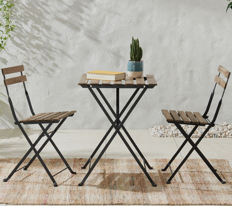 Lavish Home Folding Patio Bistro 3-Piece AcaciaWood Cafe — View 9