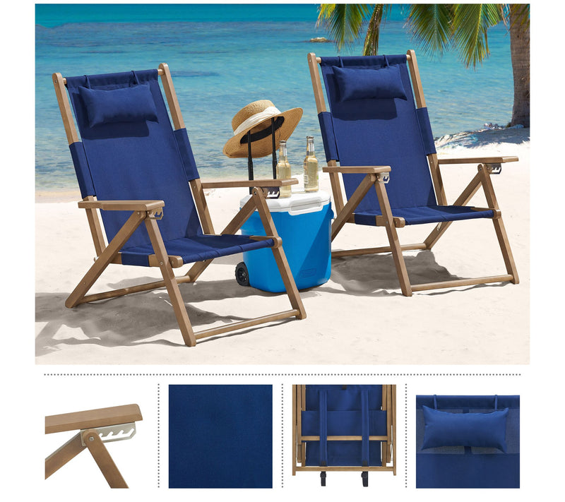 Lavish Home 2 Beach Chairs Outdoor Wood — View 7