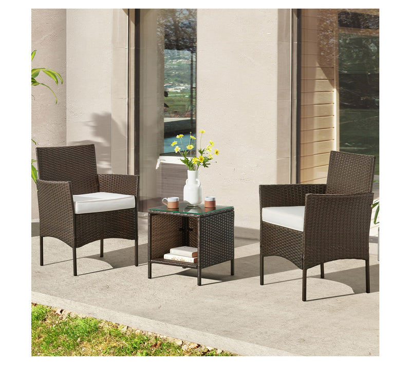 Lavish Home Patio Furniture Set 3-Piece OutdoorRattan Seating — Main view