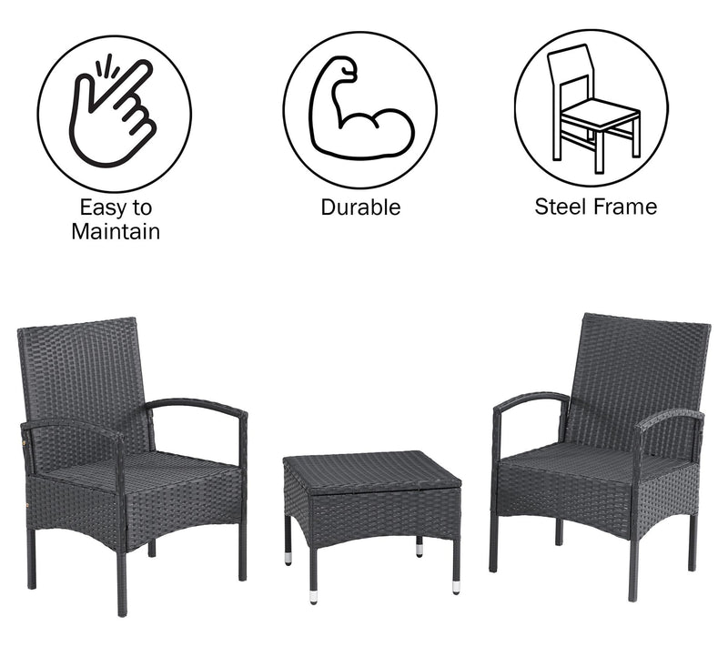 Lavish Home Patio Furniture 3-Piece Rattan Seating Combo — View 5