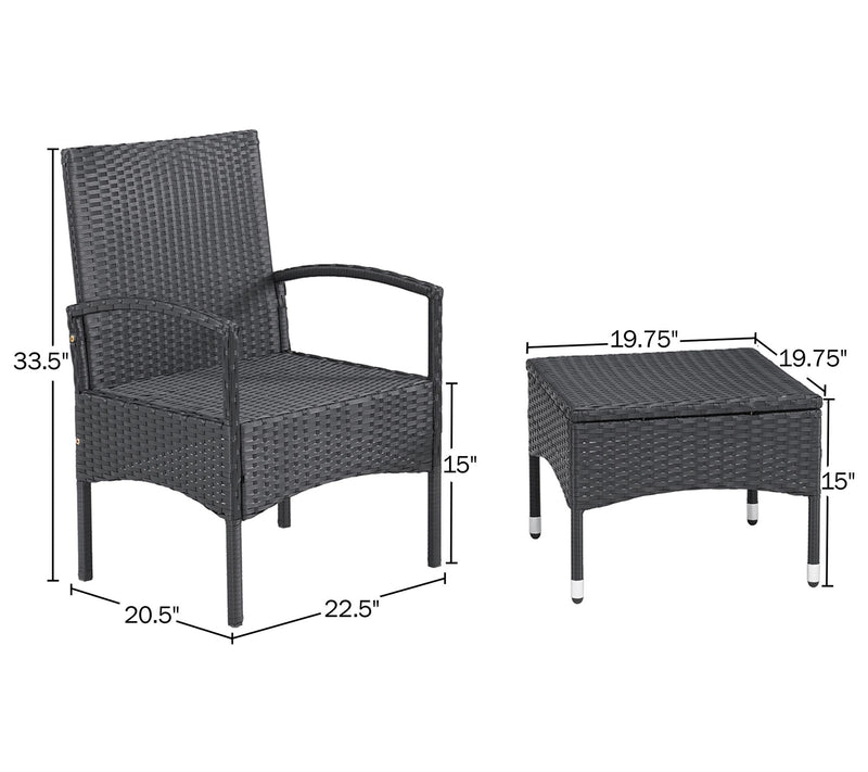 Lavish Home Patio Furniture 3-Piece Rattan Seating Combo — View 4