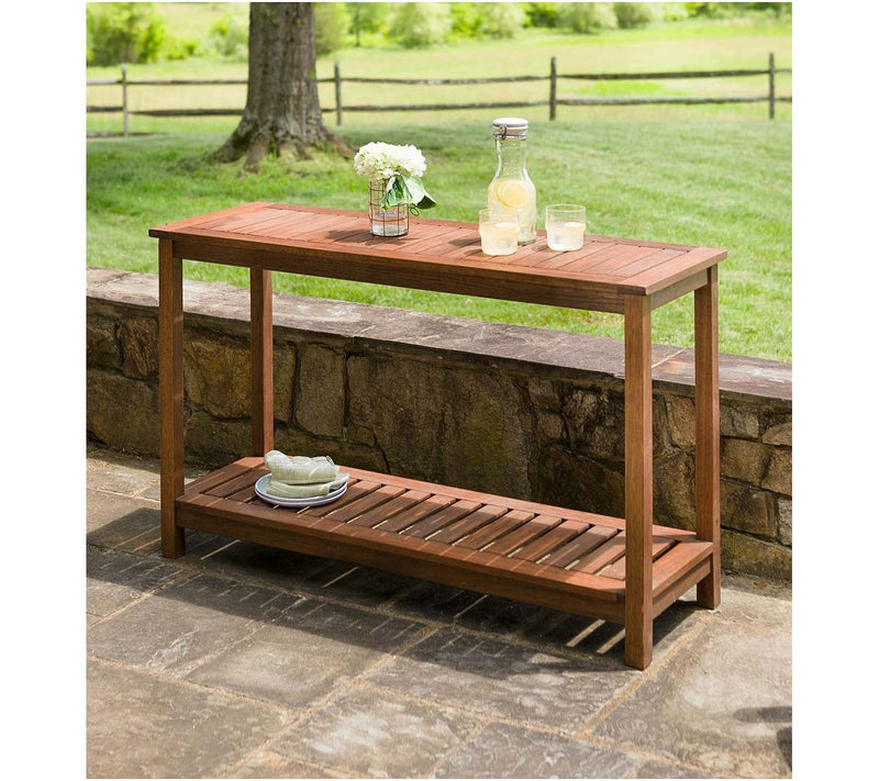 Plow & Hearth Lancaster Outdoor Eucalyptus WoodConsole Table — Main view