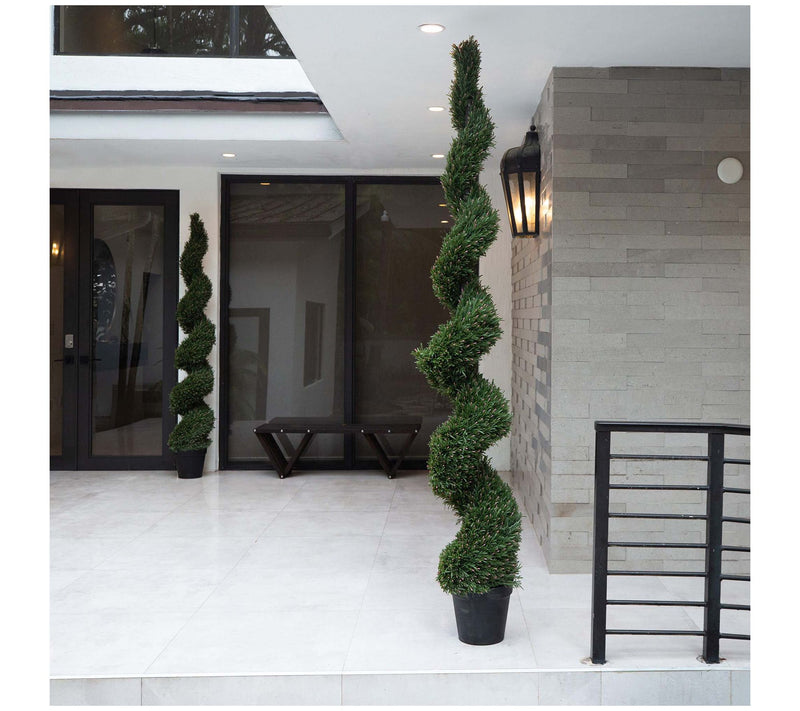 Nearly Natural 8' Faux Rosemary Leaf Spiral Tre e UV — View 4