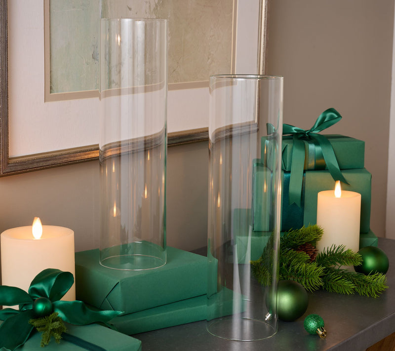 Set of 2 14" Glass Cylinder Hurricanes by Valerie — View 2
