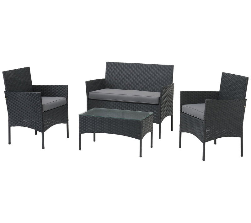 Lavish Home 4-Piece Patio Outdoor Rattan Furniture — View 2