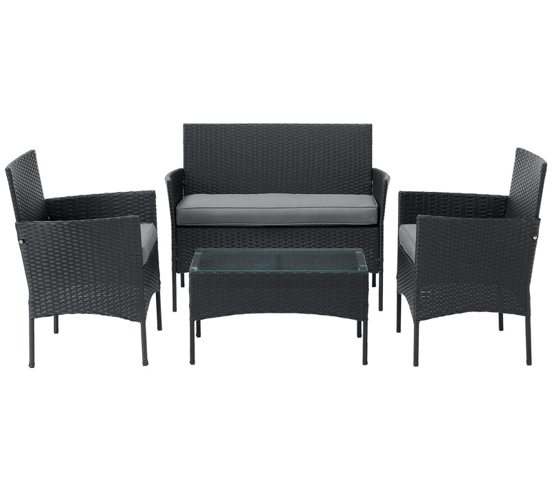 Lavish Home 4-Piece Patio Outdoor Rattan Furniture — Main view