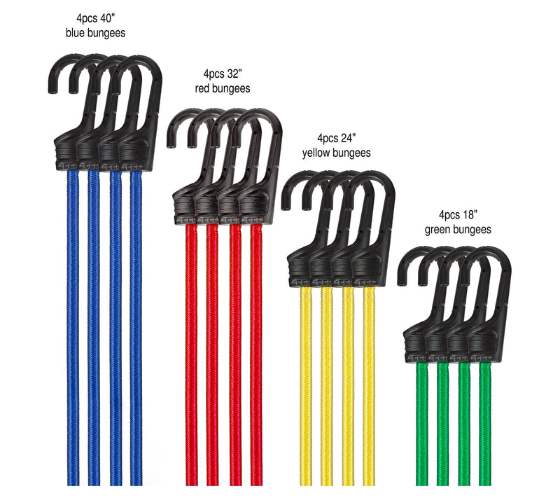 Stalwart 16 Piece Bungee Cord Set Assortment of4 Sizes — View 2