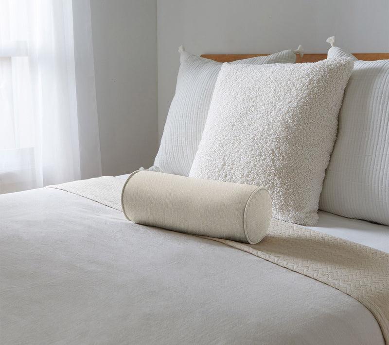 Sorra Home Textured Indoor Corded 16" Bolster Pillow — View 3