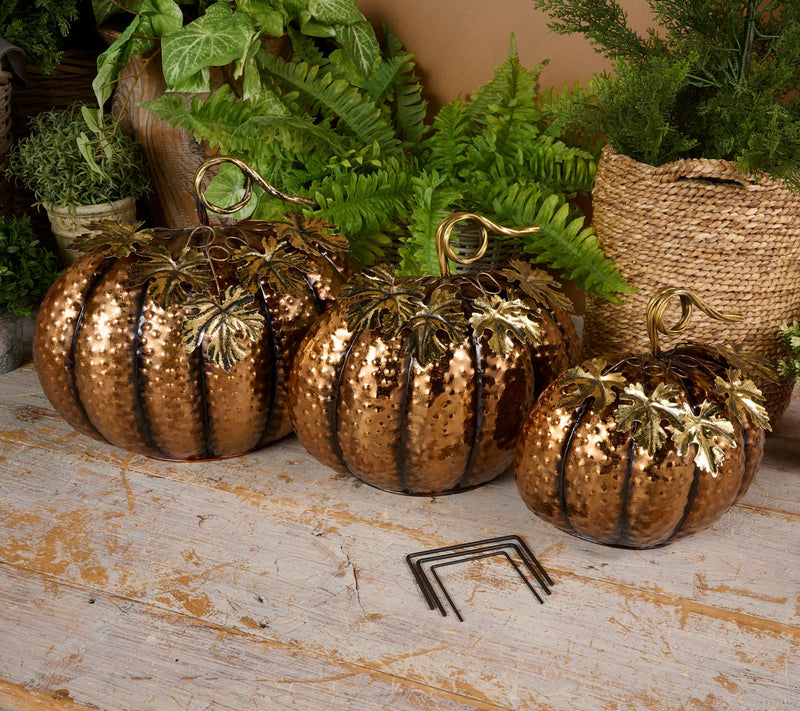 Set of 3 Nested Metallic Finish Half Pumpkins by Valerie — View 5