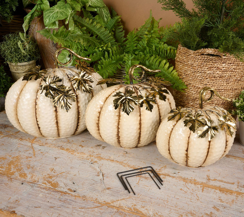 Set of 3 Nested Metallic Finish Half Pumpkins by Valerie — View 7