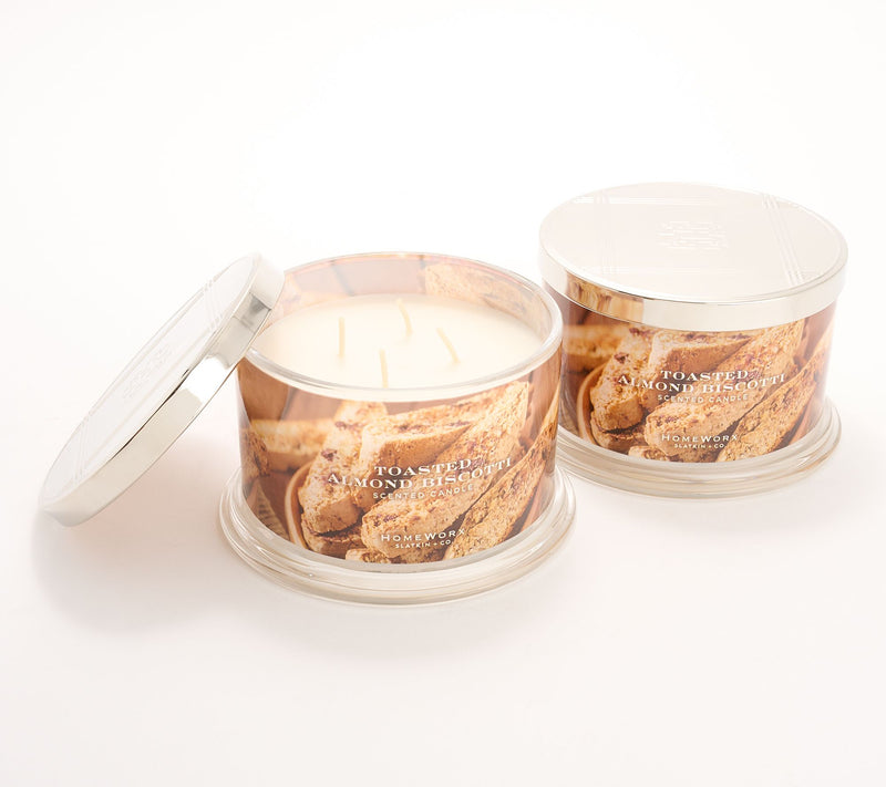HomeWorx by Slatkin + Co. S/2 Toasted Almond Biscotti 18oz Candles — Main view