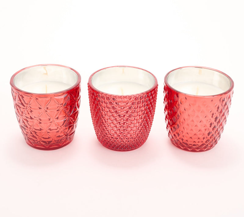 HomeWorx by Slatkin + Co. S/3 4oz Festive Glass Candles — Main view