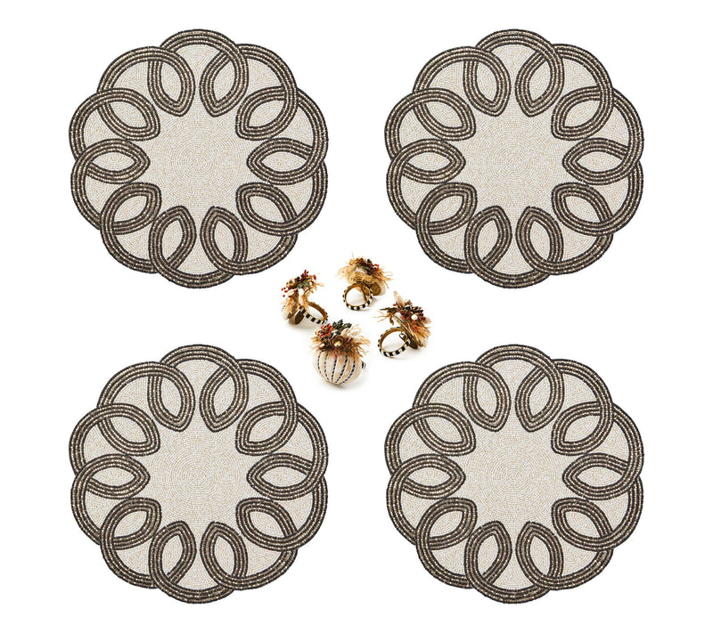 MacKenzie- Childs 4 Placemats and Set of 4 Napkin Rings — Main view