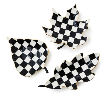 MacKenzie- Childs Set of 3 Leaf Courtly Check Trinket Trays