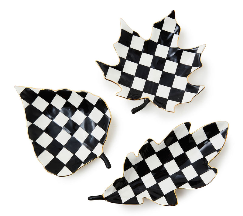 MacKenzie- Childs Set of 3 Leaf Courtly Check Trinket Trays — Main view