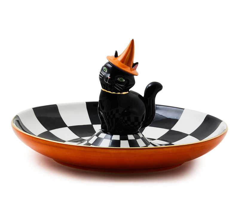MacKenzie- Childs Trick or Treat Cat Check Candy Dish — Main view