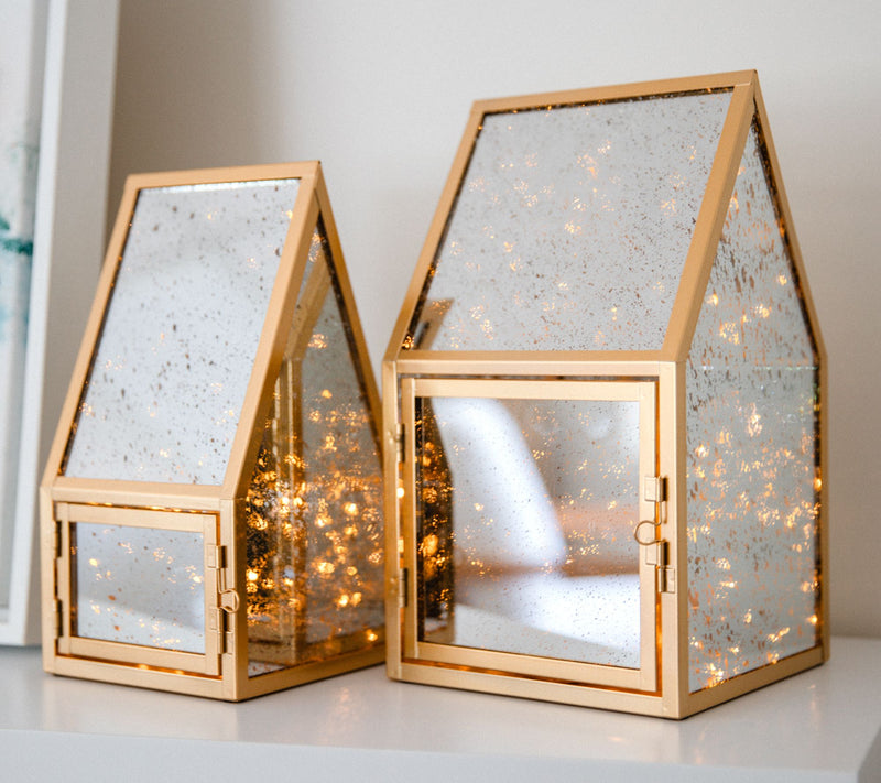 Set of 2 Medium & Large Mercury Glass Lanterns by Lauren McBride — Main view