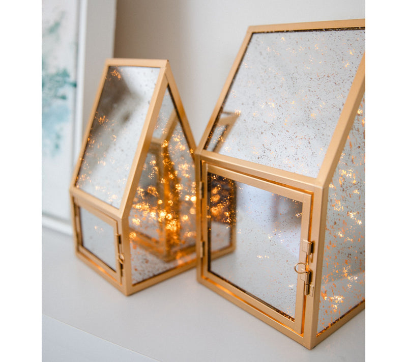 Set of 2 Medium & Large Mercury Glass Lanterns by Lauren McBride — View 2