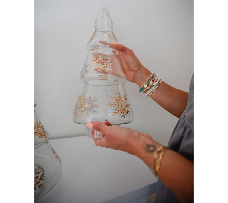 Set of 2 Snowflake Etched Glass Trees by Lauren McBride — View 7