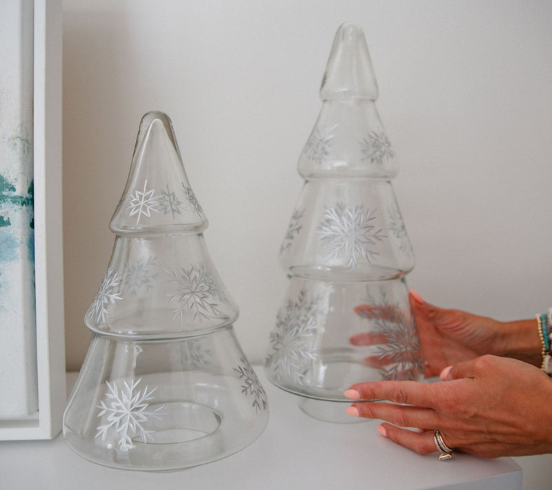 Set of 2 Snowflake Etched Glass Trees by Lauren McBride — View 6