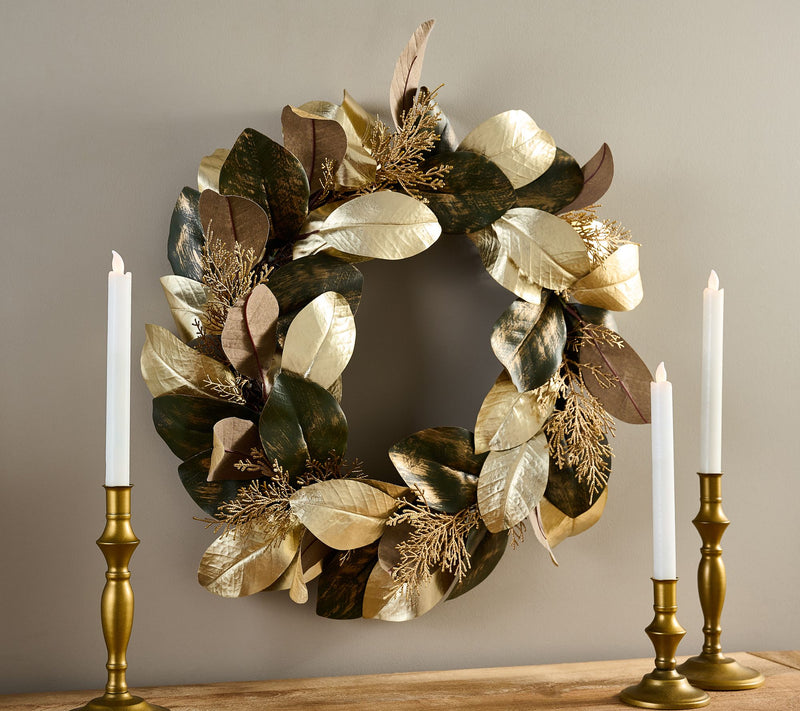 23" Magnolia Leaf Holiday Wreath by Lauren McBride — Main view