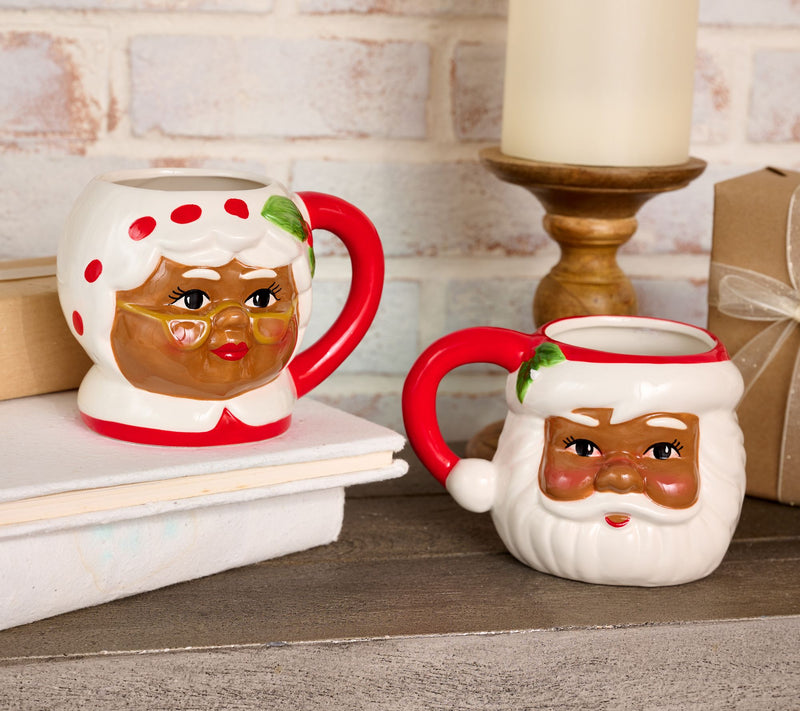 Mr. Christmas (2) Oversized 20-ounce Santa Mugs with Gift Bags — Main view