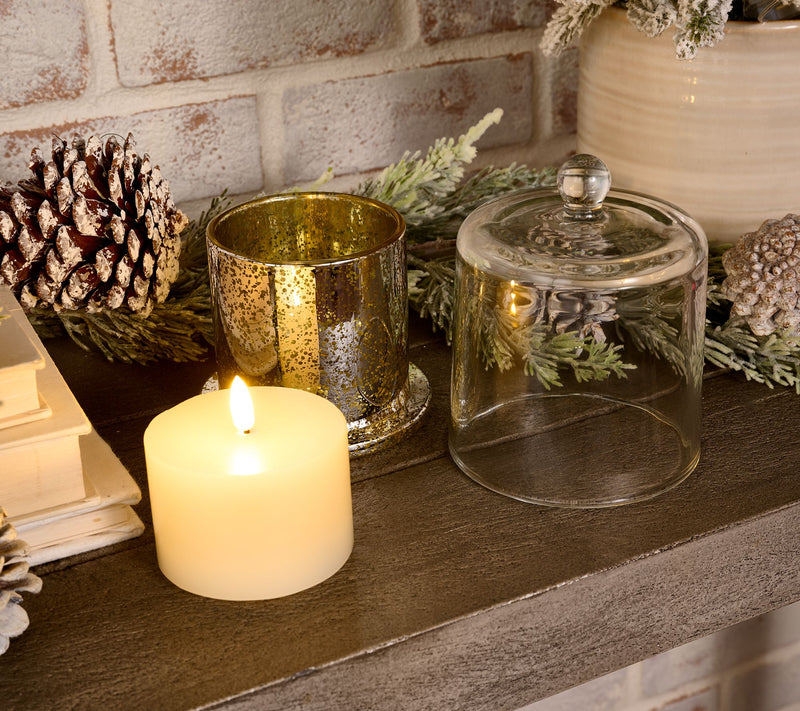 Lightscapes Mercury Glass Cloche with Flameless Candle — View 10