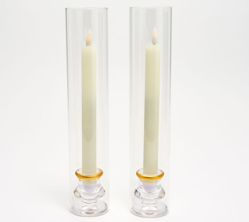 Lightscapes S/2 Elegant Glass Taper Holders w/ Taper Candles — Main view