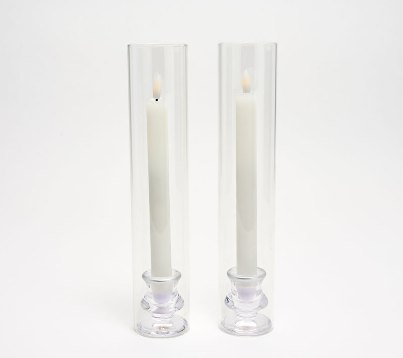 Lightscapes S/2 Elegant Glass Taper Holders w/ Taper Candles — View 5