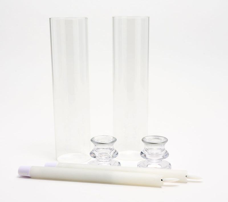 Lightscapes S/2 Elegant Glass Taper Holders w/ Taper Candles — View 7