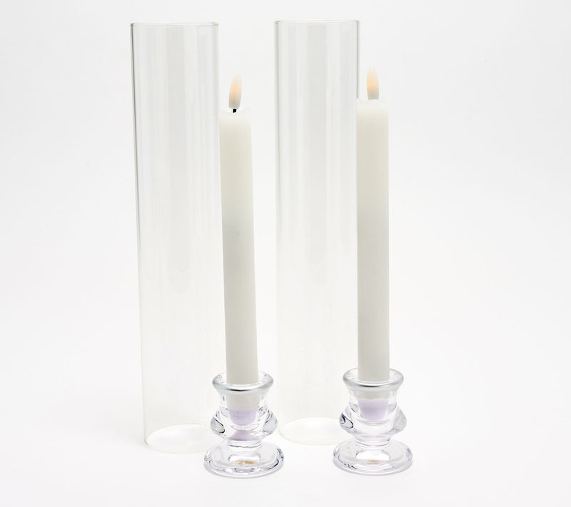 Lightscapes S/2 Elegant Glass Taper Holders w/ Taper Candles — View 6