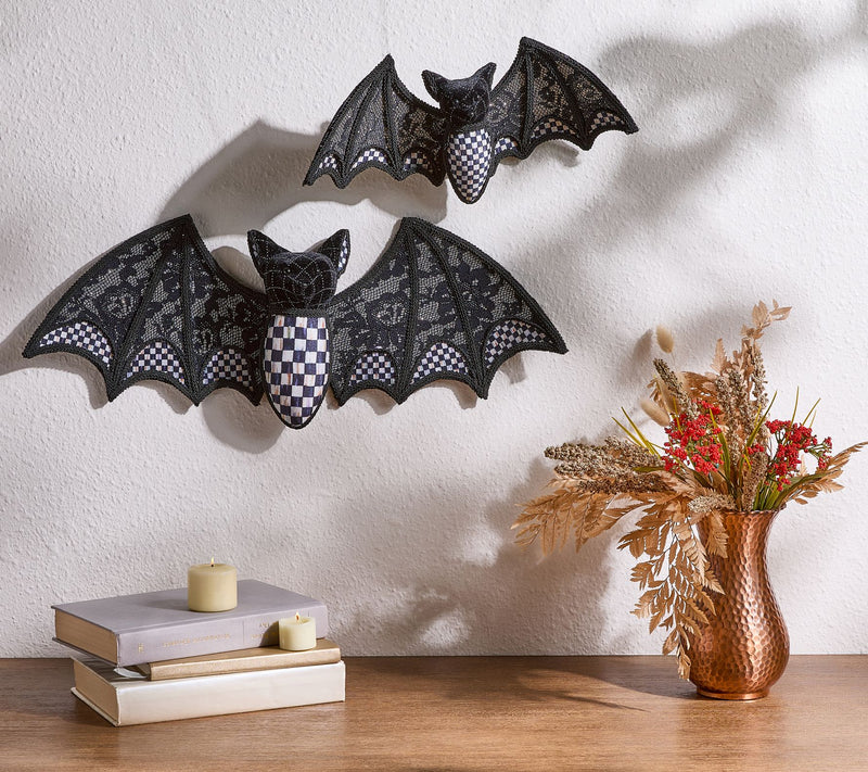MacKenzie- Childs Set of 2 Hanging Velvet Check Bats — View 2