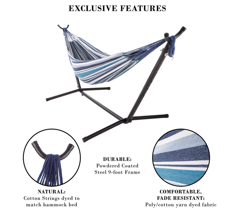 Pure Garden Fabric Hammock with Stand for Travel Backyard Fun — View 2