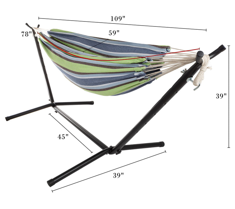 Pure Garden Double Brazilian Hammock with Stand2-Person Swing — View 4