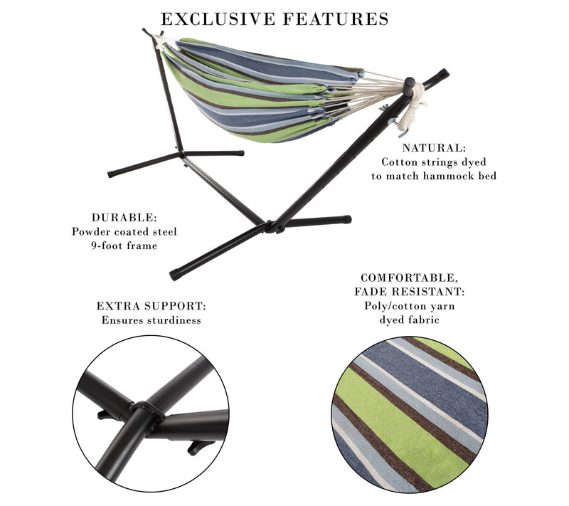 Pure Garden Double Brazilian Hammock with Stand2-Person Swing — View 2